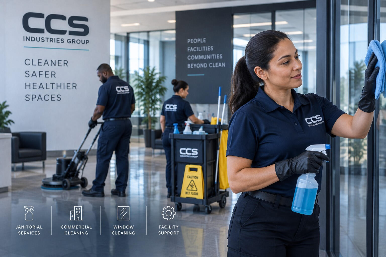* Janitorial * Commercial cleaning * Window cleaning * Facility support